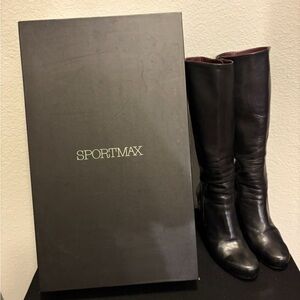 Sportmax Dark Leather Knee-High Boots